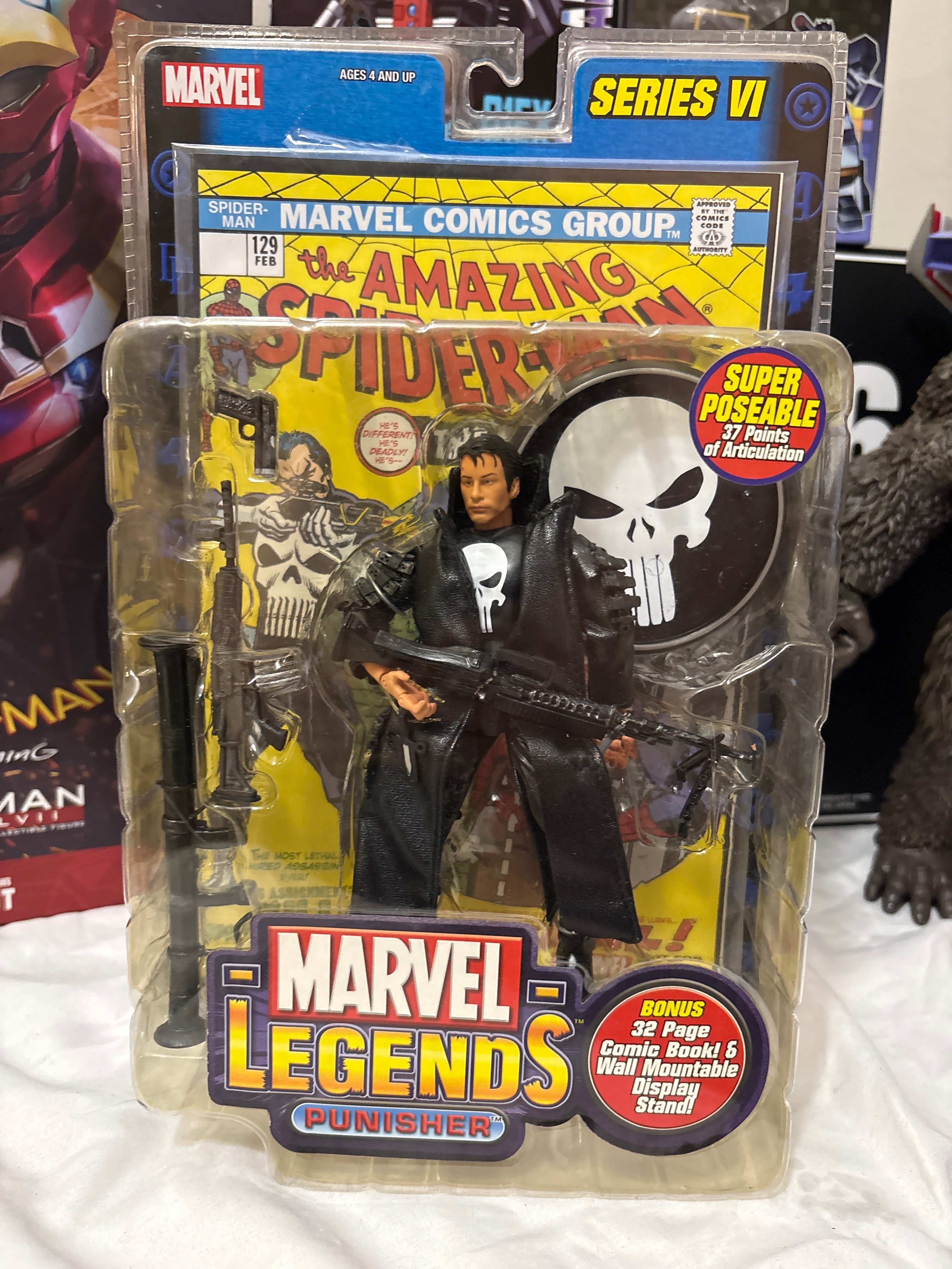 Toy Biz Marvel Legends Punisher Series VI Sealed Action Figure | Vintage Marvel Legends | Comic Book Display Included